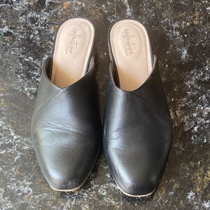 Clarks Women's Black Leather Mules